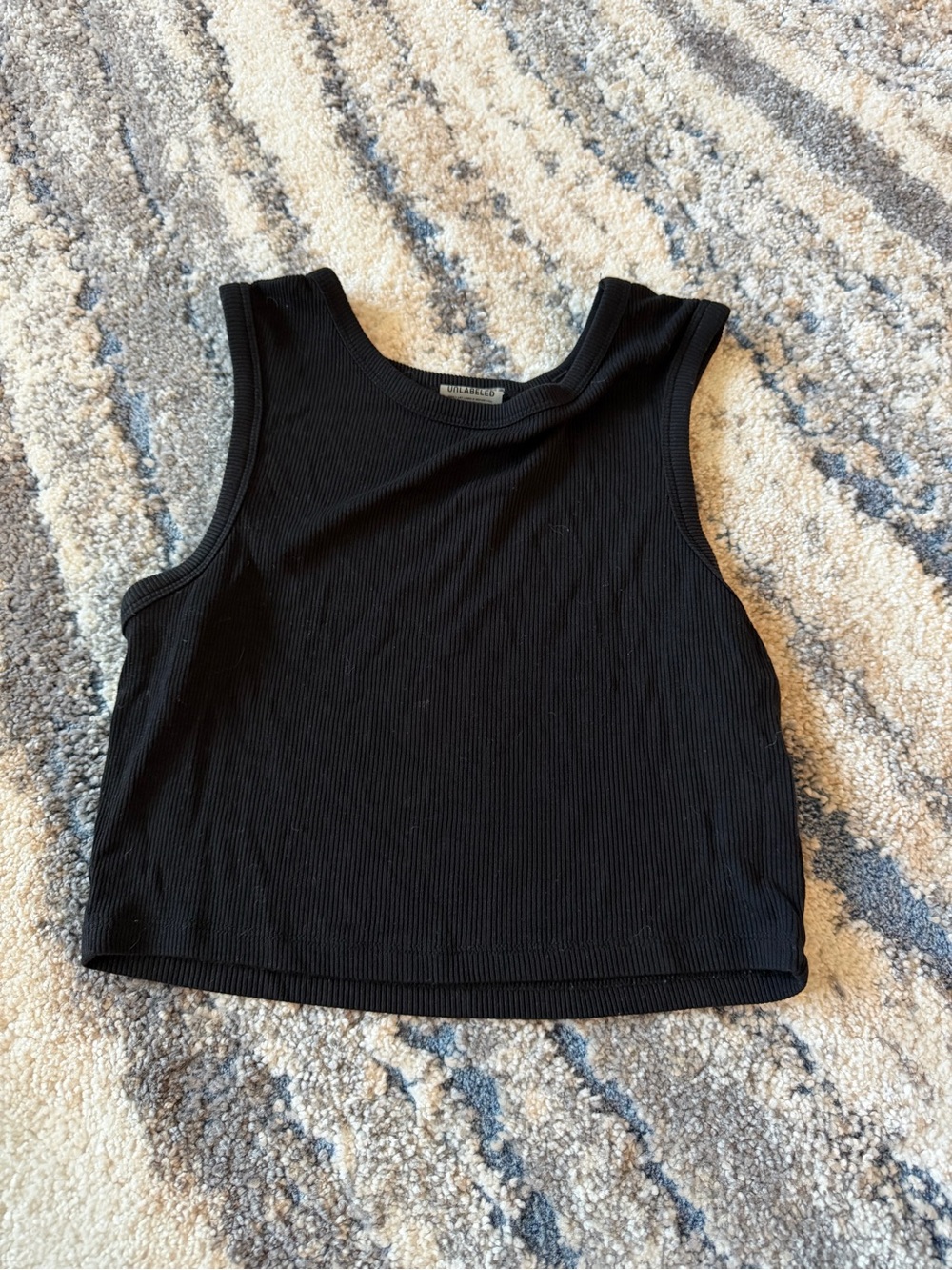 Ribbed Black Crop Tank Top - Women's
